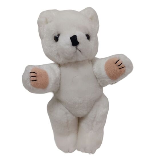 Baby Teddy Bear 8" WHITE Moveable Limbs Realistic Felt Hands Feet Rare Vintage - Picture 3 of 10